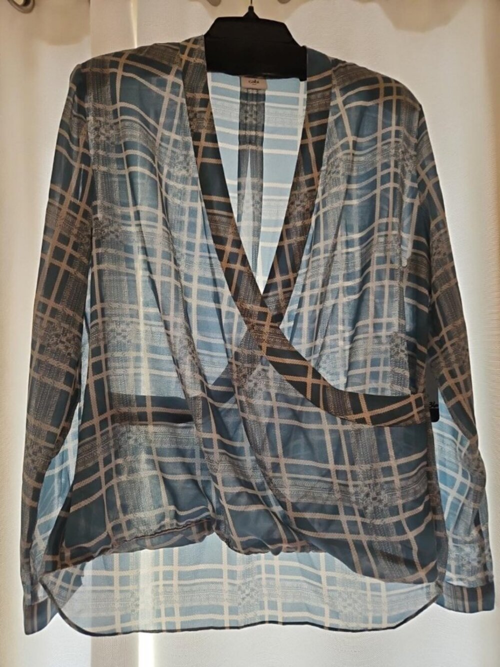 Cabi Wind Downpane Wrap Blouse #3068 Plaid NWT Size M